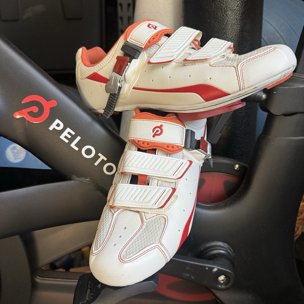 Peloton Cycling Shoes PL-SH-01 White Orange Size 44 M 10.5 W 11 ARC1 Plus Cleats